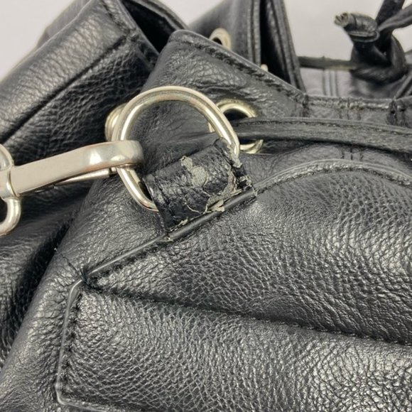 Brandy Melville Black Leather Backpack Drawstring - Picture 8 of 15